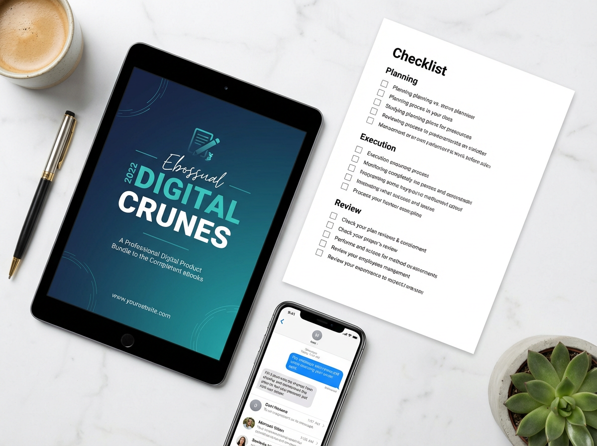 Complete Airbnb Launch Blueprint product bundle — ebook, checklist, and message templates laid out together