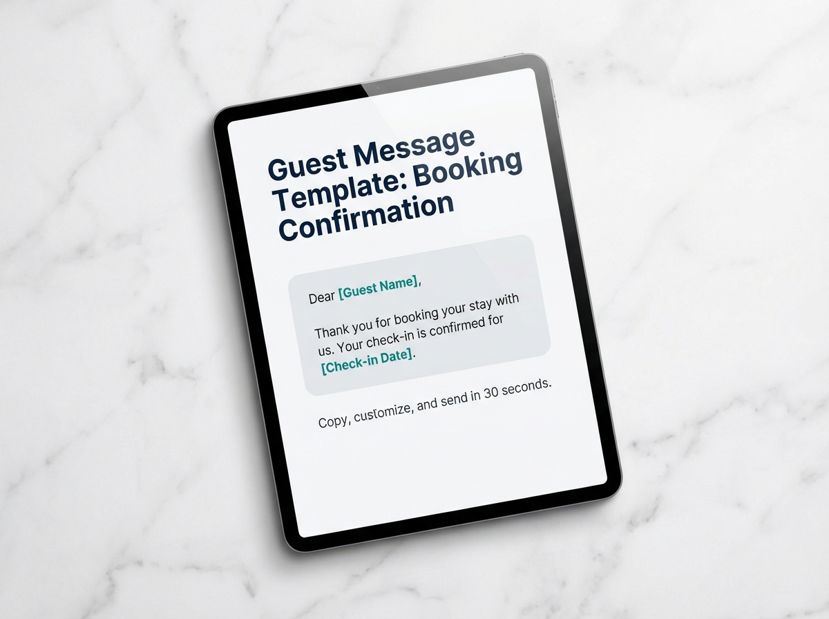 Preview of a guest message template page from The Airbnb Launch Blueprint showing copy-paste templates